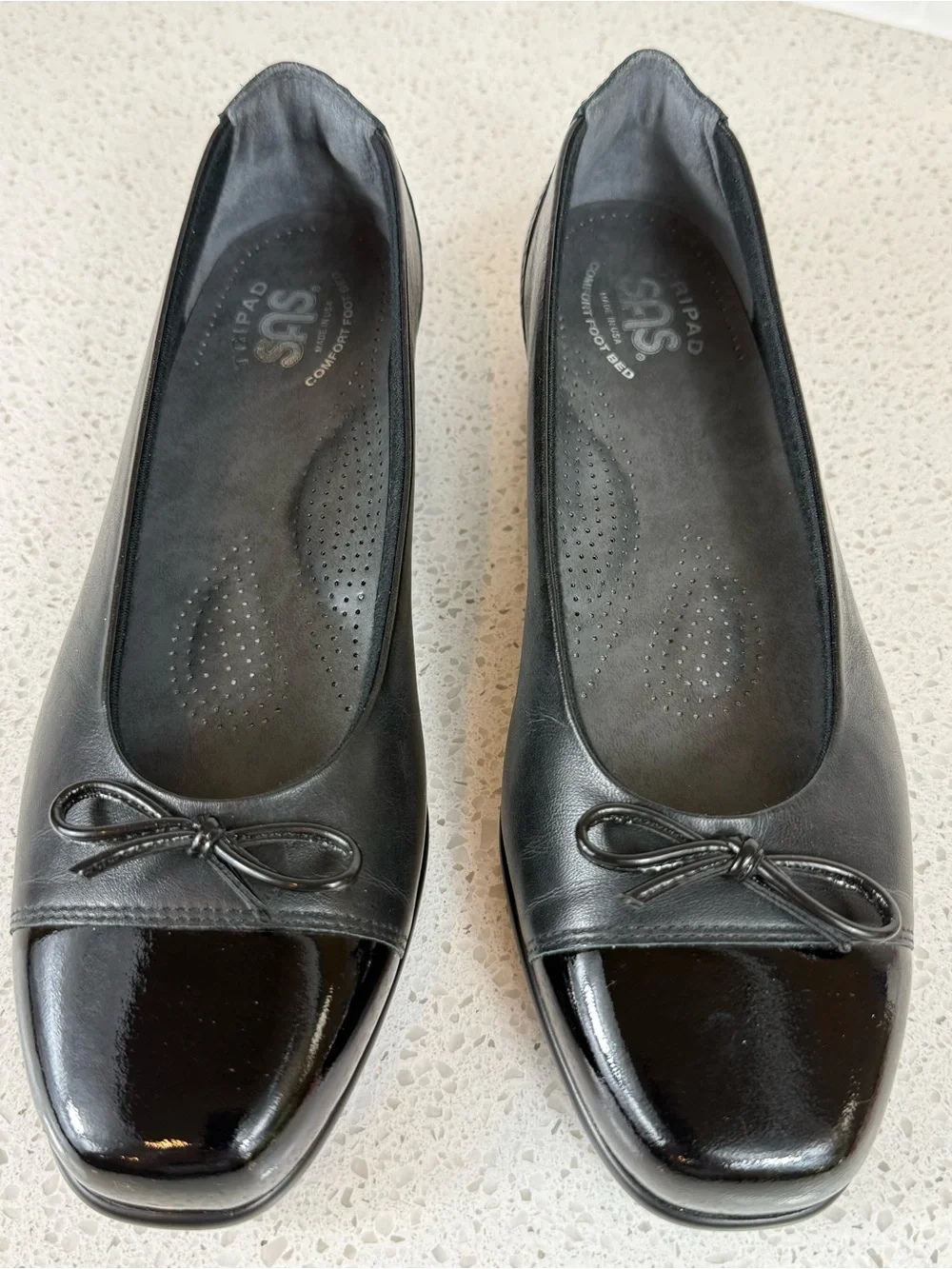 SAS Coco Slip On Loafer Black Bow Comfort Flats 8.5N Made USA
